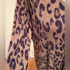 Leopard Print V-Neck Tunic with slits on both sides